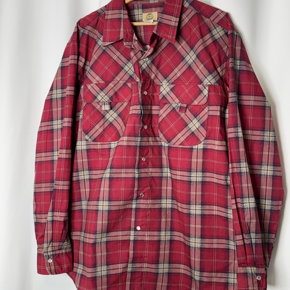 Haband Traveler Red‎ and Tan Plaid Shirt Size: XL